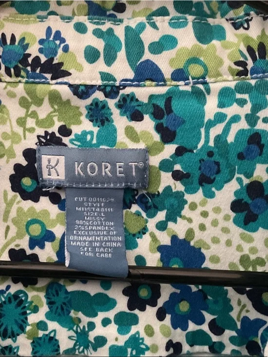 Koret Blue, Teal & Green Floral Button-Front Jacket - Picture 3 of 6